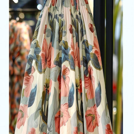 French-Style Pear-Shaped Figure Niche Fairy Ultra-Fairy High-End Printed High-Waisted A-Line Skirt for Women in Summer