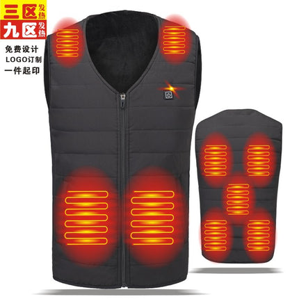 Cross-border Heating Vest for Couple V-neck Heating Vest Cotton Clothes Smart Warm Clothes Men's and Women's Cotton Vest
