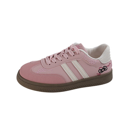 Cute KT Cat Embroidered German Training Shoes Women's 2025 New Korean Style Niche Chic All-match Skate Shoes Casual White Shoes for Women