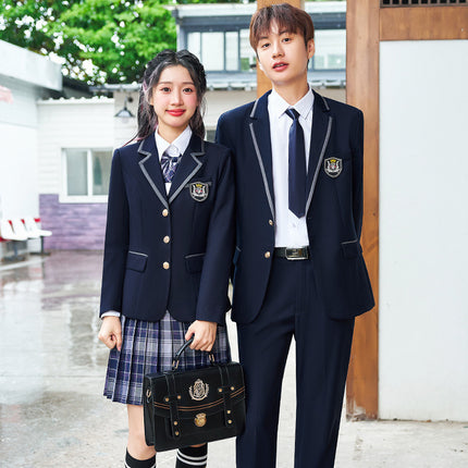 Jk Uniform Female Kindergarten Teacher Uniform Wholesale Autumn New Junior High School Dress Class Uniform British Preppy Style Suit Suit Male