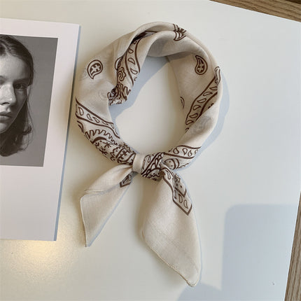 Autumn Maillard Wine Red Artistic Retro Small Square Decorative Scarf Cotton Linen Breathable Waist Flower Hair Belt