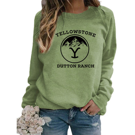 Amazon Cross-border Foreign Trade Source DUTTON RANCH Printed Round Neck Long Sleeve Women's Sweatshirt Jacket