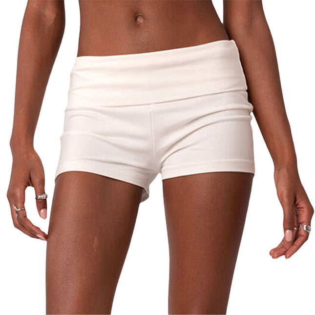 European and American style cross-border new waist striped short women's foundation tight low waist base casual hot pants summer