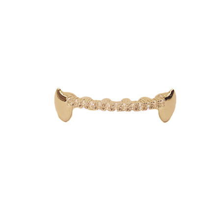 Europe and the United States best selling hip-hop tiger teeth with zirconium decorative braces TeethGrillz real gold plating braces factory direct sales