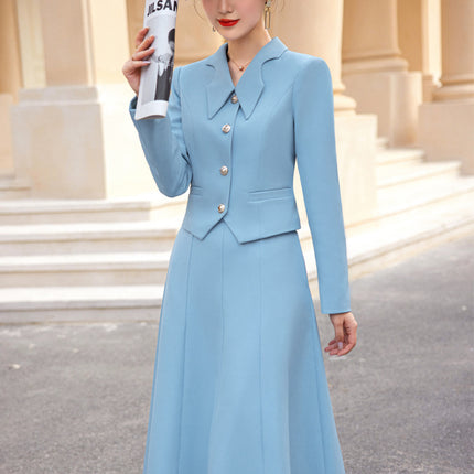 French style black dress Women's Spring and Autumn New retro high-grade elegant socialite high-end suit two-piece suit