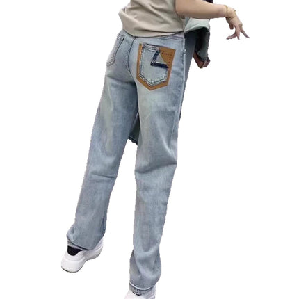 Narrow Straight-Leg Jeans for Women, Summer Thin 2025 New Popular High-Waisted Slimming Loose Floor-Length Wide-Leg Pants
