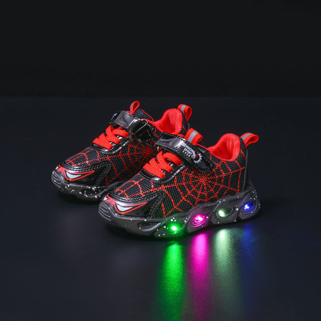 Wholesale children's sneaker with lights 2024 spring and autumn new boys mesh shoes small and medium-sized baby running shoes tide