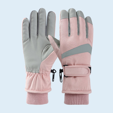 Winter Ski Gloves for Men and Women, Velvet Warm Outdoor Electric Vehicle Riding Waterproof Student Finger Touch Screen Gloves