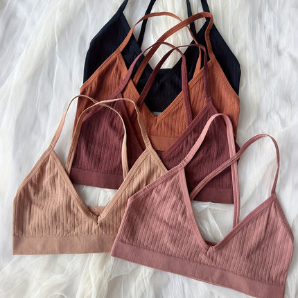 5Pcs Seams Ribbed Comfort Wires Cross Strap Back