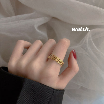 s925 sterling silver plated ring Women's wholesale niche women's high-end sense ins style simple ring light luxury retro ring wholesale
