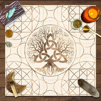 Tree of Life Tarot Card Tablecloth Game Decorative Tablecloth Card Game Push Card Game Ceremony Props Decorative Tablecloth