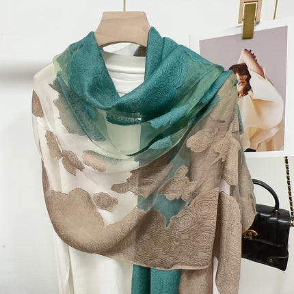 Three-dimensional Flower Cutting Scarf Women's Spring and Autumn Korean-style Organza Rose Long Scarf Gauze Dual-use Shawl