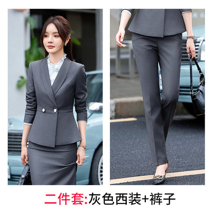 navy blue Professional suit Women's Fashion Elegant Suit Shirt Three-piece Hotel Manager Work Clothes Front Desk Uniform