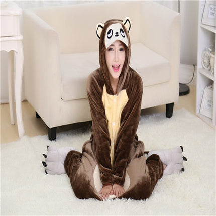 Mixed batch autumn and winter flannel adult cartoon conjoined animal pajamas cheese cat home clothes thick toilet wholesale