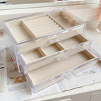 [beige] 3-layer b style jewelry box (with plastic inner drawer) / 24*14*10cm