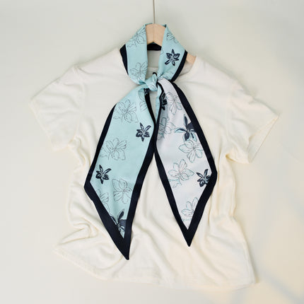 2025 European and American-style Beveled Silk Scarf Cross-border Silk Cashew Dot Long High-end Ribbon Scarf Women's Belt