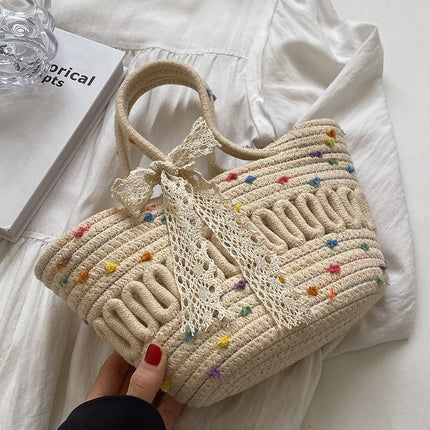 Handmade Seaside Woven Handbag, Popular Ins Style Straw Bag, Niche Satchel Vegetable Basket, Beach Tote Bag