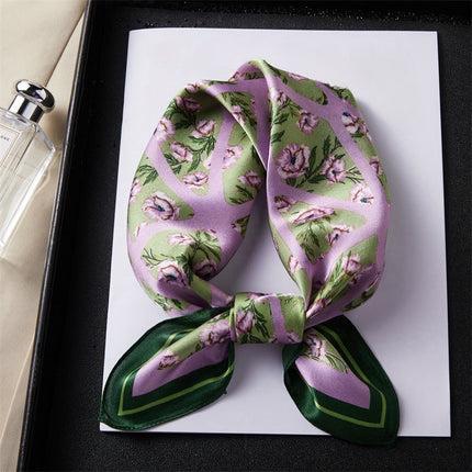 100% Silk Scarf, High-End Hangzhou Silk Small Square Scarf, Spring & Fall Versatile Neck Protection Decorative Shirt Professional Scarf