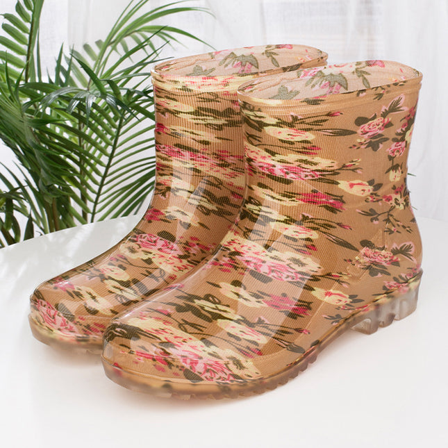 Low-cut women's rain boots short water shoes women's rubber shoes kitchen work waterproof non-slip warm water boots short rain boots wholesale