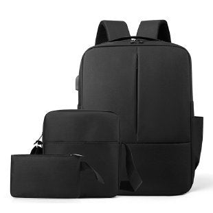 Men's Business Backpack Three-Piece Set Commuting Multi-Functional Backpack Fashionable and Versatile Business Trip Computer Bag Wholesale