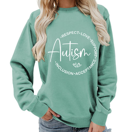Foreign trade supply autism printing round neck women's coat vests foreign trade supply autumn and winter coat leisure wide pine Europe