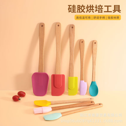 Silicone Large Scraper Special Wooden Handle Baking Silicone Kitchen Tool Cake Homemade Handmade Dessert