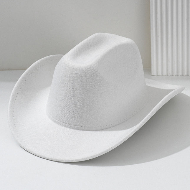 Solid Color Light Board Felt Western Cowboy Hat Outdoor Autum Hat Women's Simple French Hat Men's High-End