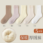 Velvet and thickening [5 pairs] camel + khaki + lotus root powder + beige + white