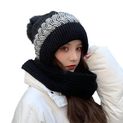 Wool Hat Children 2024 Fall/Winter New Fashion Joker fleece-lined Thickened Scarf Integrated Cold-proof Ear Protection Knitted Hat