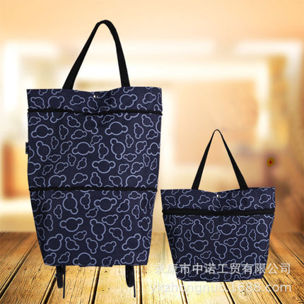 Factory Direct Supply Printed Oxford Cloth Foldable Shopping Bag Household Handbag with Tug