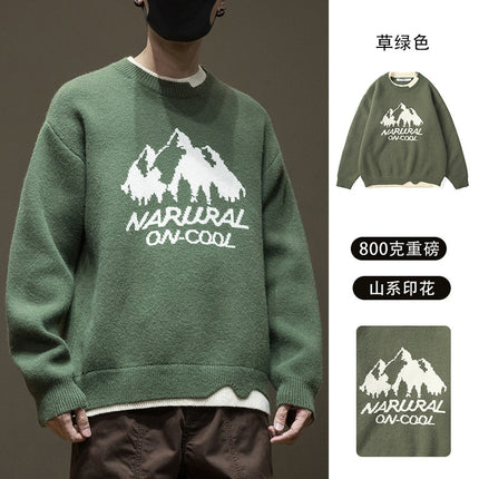 Winter Casual Sweater Men's Thickened 2024 New Tooling plus size Plus Fat Enlarge Inner Sweater Tide