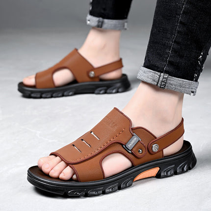 Factory new export sandals men's non-slip deodorant wear-resistant driving sandals and slippers two wear middle-aged dad slippers
