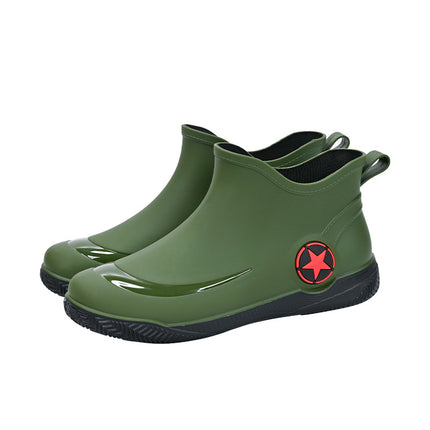 Fashion short tube men's rain shoes low non-slip waterproof shoes casual shallow mouth rain boots popular water shoes flat rubber shoes wholesale