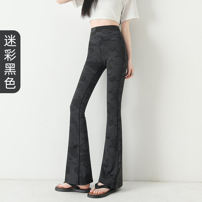 High Waist Camouflage Shark Pants Women's Outer Wear 2025 New Spring Thin Leggings Belly Hip Yoga Pants