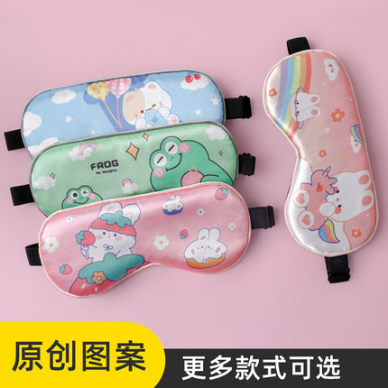 Double-Sided Imitation Silk Cartoon Children's Eye Mask, Customizable Patterns, Supports Cross-Border Export of Children's Eye Mask Customization