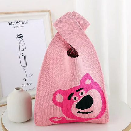 New Ins Bag Knitted Handbag Large Capacity Bucket Bag Versatile Daily Work Clothing Tote Bag Female Souvenir