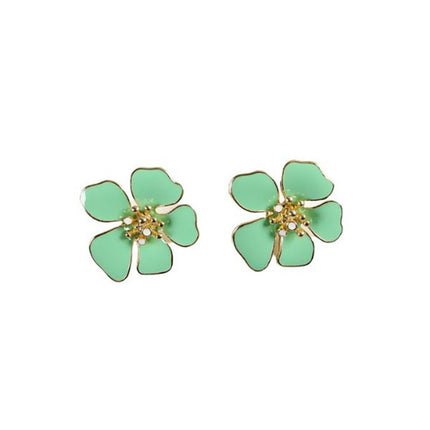 Foreign Trade Hot French Retro Earrings Niche Design Fresh Flower Enamel Earrings Qingdao Middle Ancient Jewelry