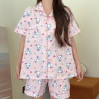 261-pink sweetheart ji#short-sleeved shorts / L (with eye mask)