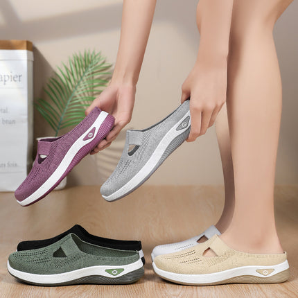 Women's Half-Slip-On Shoes All-Match Casual Shoes Cross-Border Breathable Baotou Slippers Slip-on Lazy Shoes Mesh Soft-Sole Shoes for Women