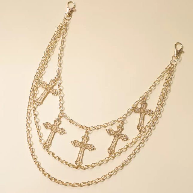 European and American Cross-Border Punk Trendy Cool Cross Pendant Pants Chain Hip-Hop Style Men's and Women's Metal Waist Chain Street Decoration