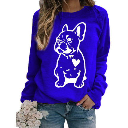 Foreign trade supply dog love printing round neck jacket sweater European size women's coat long sleeve cross-border autumn and winter leisure