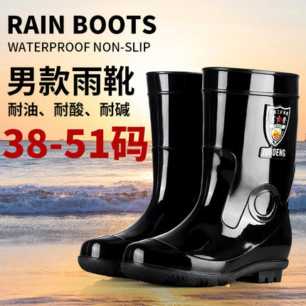 Extra Large Size Men's and Women's Mid-high Rain Boots Non-slip Waterproof Shoes fleece-lined Thickened Rain Boots Labor Protection Shoes Rubber Shoes Summer Shoes