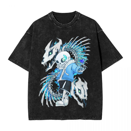 Annoying Dog Game Frisk t Shirts Hip Hop Washed Cotton Overs