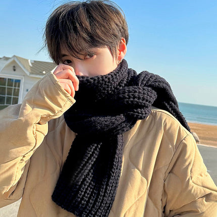 Scarf Women's Autumn and Winter Atmosphere New Korean Style Western Style Knitted Couple Warm Thickened Cold-proof Scarf Men's Wholesale