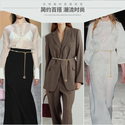 Korean-style High-end Metal Rhinestone Waist Chain for Women Decoration Summer Elegant Accessories dress Chanel Style Chain Belt