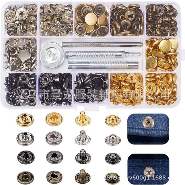 For cross-border 12.5mm metal copper snap button + installation tool set 633 snap button clothing button