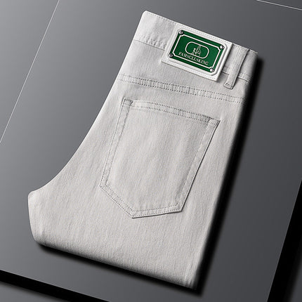 Autumn 2024 New European Fashionable Brand Light Color Jeans Men's Slim-fit All-match High-end Casual Luxury Trousers for Men