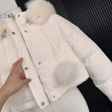 Angeli Winter Love Song Original Little Fur Ball Fox Fur Collar Super High Waist Duck Down Jacket