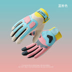 Macaron color block - women's full finger blue / Small