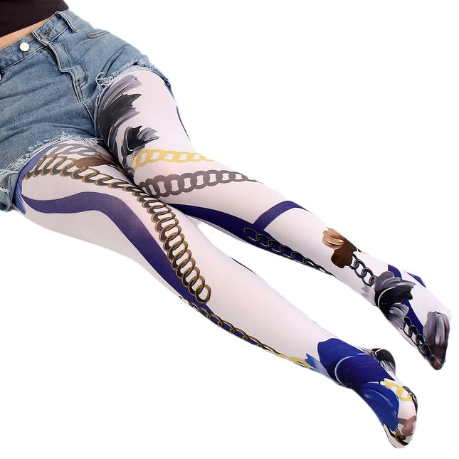 Cross-border spring and autumn thin fashion pantyhose women's stockings flower camouflage chain printed pantyhose summary batch